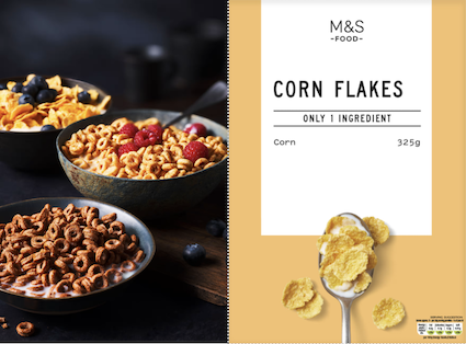 trends in the food industry, image of M&S Only Ingredients cornflakes