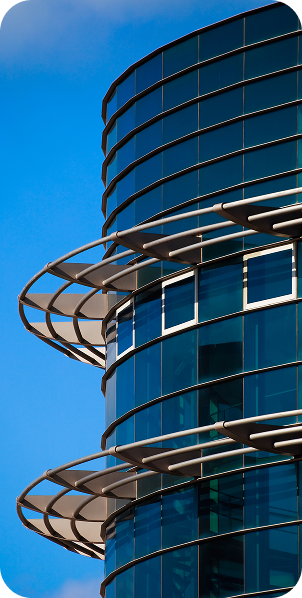 Domain services, image of blue building exterior