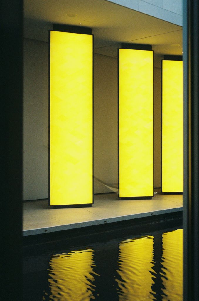 Trademark registration process, yellow lights by pool