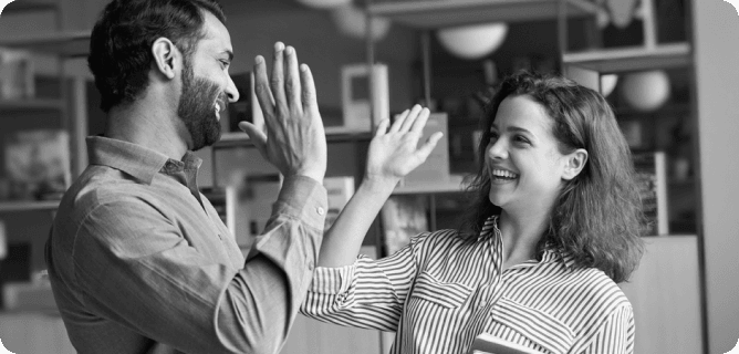 EasyIP, IP management tool, B&W image of successful meeting